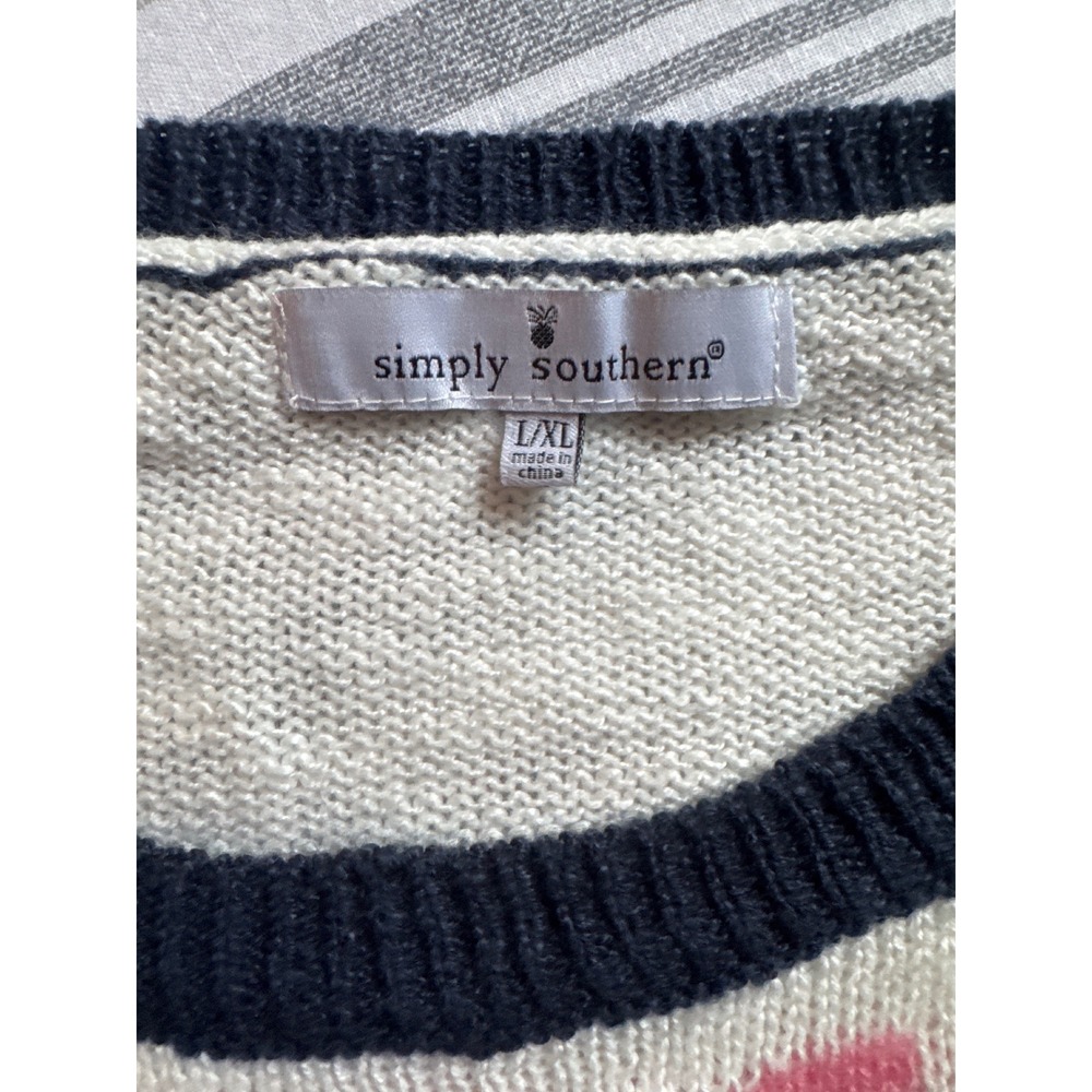 Simply Southern Women Weekend Fair Isle Gondola Winter Knit Sweater White L/XL - Picture 7 of 7